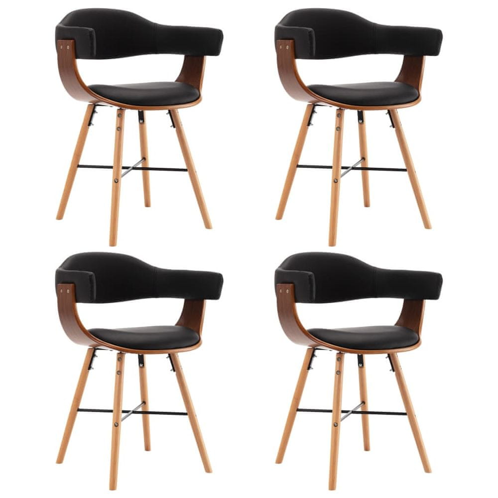 Petromila vidaXL Jedálenské stoličky 4 ks čierne umelá koža a ohýbané drevo